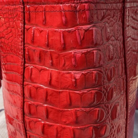 Brahmin Medium Cherry Red Croc Embossed Asher Tote - Picture 14 of 16